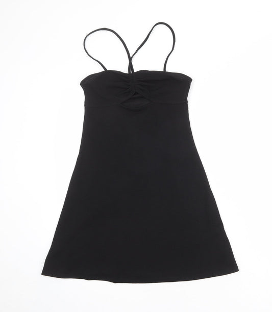 Divided by H&M Womens Black Polyester A-Line Size S Round Neck Pullover