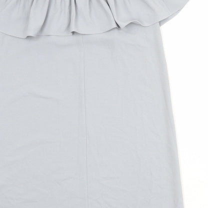 H&M Womens Blue Polyester Shift Size 12 Round Neck Button - Lace Details