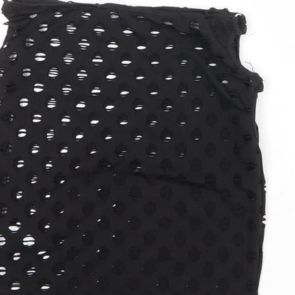 PRETTYLITTLETHING Womens Black Polka Dot Polyester Bandage Skirt Size 8 - Cut out side detail