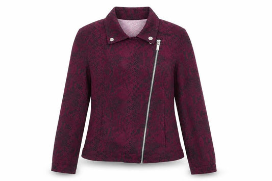 Mr Max Womens Purple Animal Print Biker Jacket Size XS Zip - Snake Print