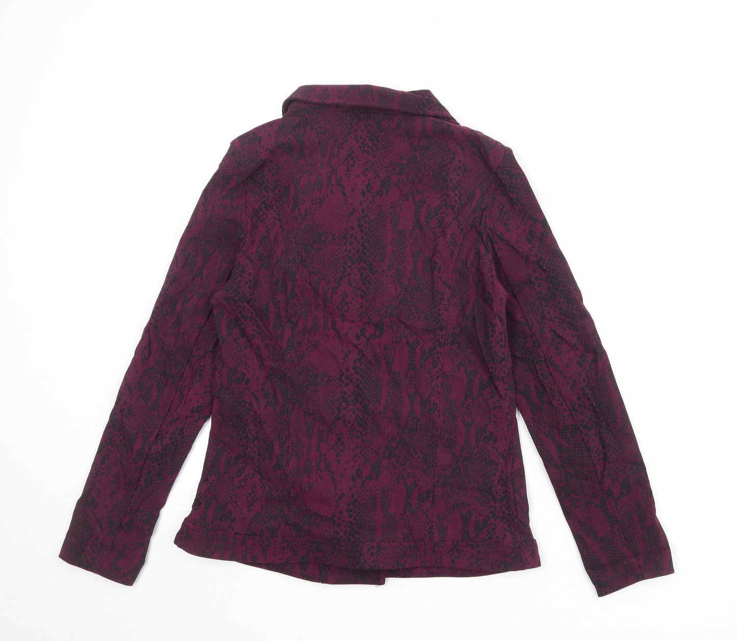 Mr Max Womens Purple Animal Print Biker Jacket Size XS Zip - Snake Print
