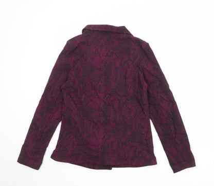 Mr Max Womens Purple Animal Print Biker Jacket Size XS Zip - Snake Print