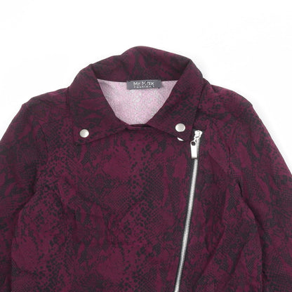 Mr Max Womens Purple Animal Print Biker Jacket Size XS Zip - Snake Print
