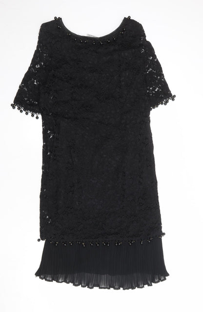 J.Taylor Womens Black Viscose A-Line Size 14 Round Neck Pullover