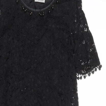 J.Taylor Womens Black Viscose A-Line Size 14 Round Neck Pullover