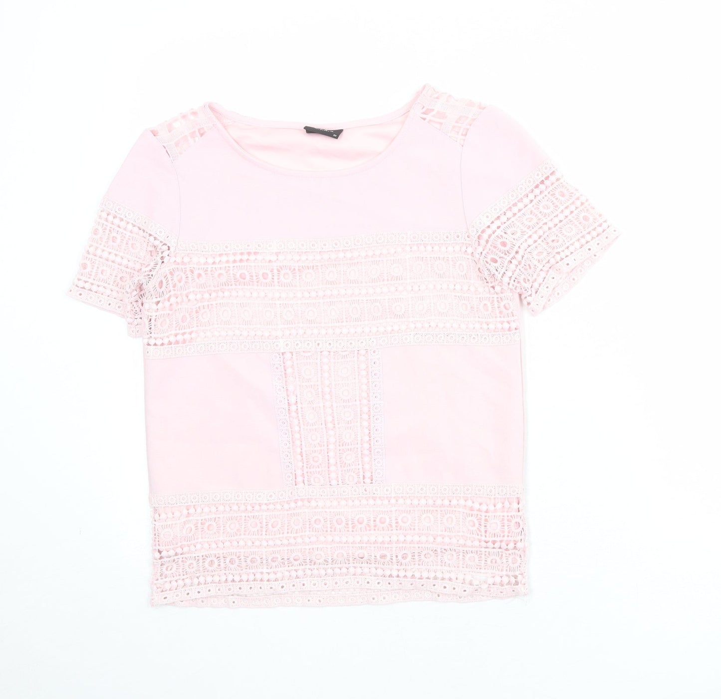 Womens UK Size XS VILA Pink Basic T-Shirt