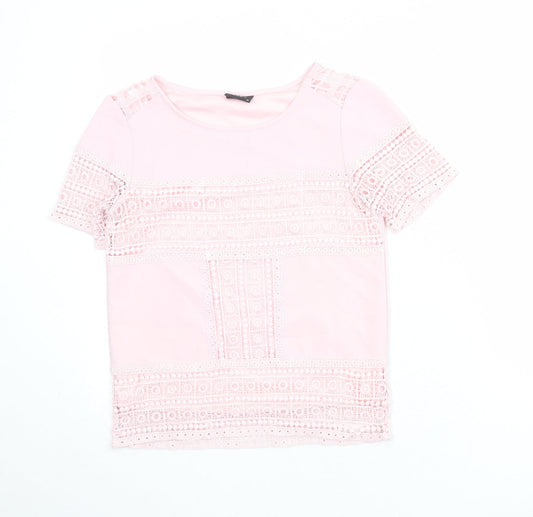 Womens UK Size XS VILA Pink Basic T-Shirt
