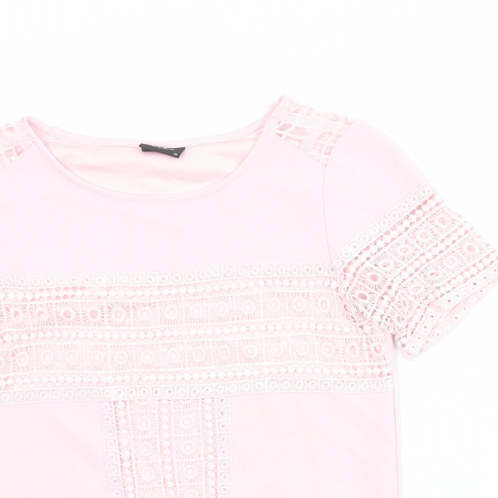 Womens UK Size XS VILA Pink Basic T-Shirt