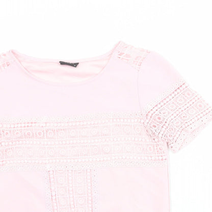Womens UK Size XS VILA Pink Basic T-Shirt
