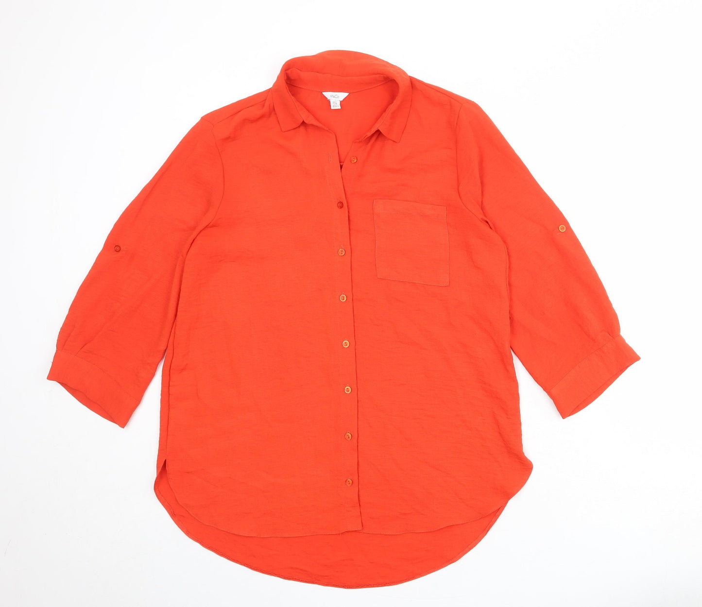 Womens UK Size 12 M&Co Red Basic Button-Up