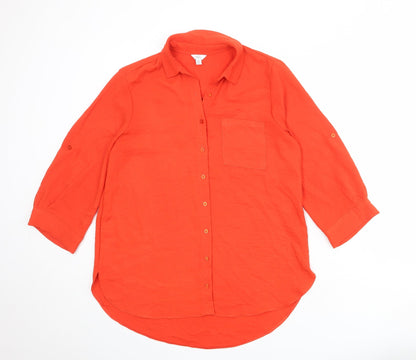 Womens UK Size 12 M&Co Red Basic Button-Up