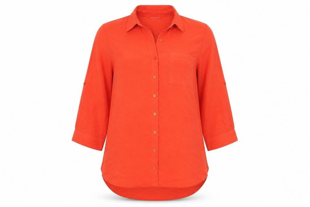Womens UK Size 12 M&Co Red Basic Button-Up