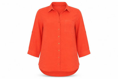Womens UK Size 12 M&Co Red Basic Button-Up