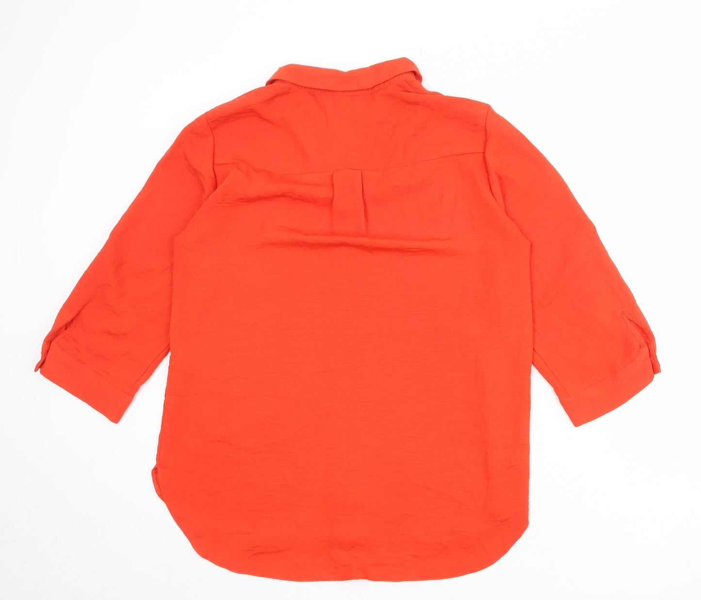 Womens UK Size 12 M&Co Red Basic Button-Up