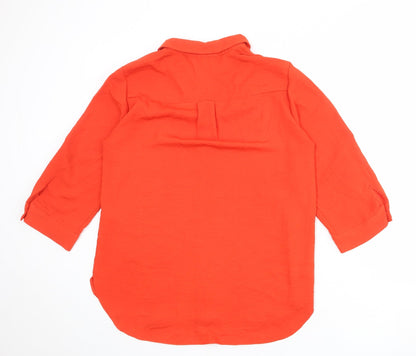 Womens UK Size 12 M&Co Red Basic Button-Up