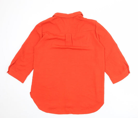 Womens UK Size 12 M&Co Red Basic Button-Up