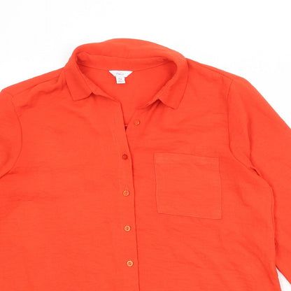 Womens UK Size 12 M&Co Red Basic Button-Up