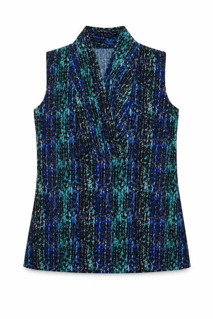 212 Collection Womens Multicoloured Geometric Polyester Basic Tank Size XS V-Neck