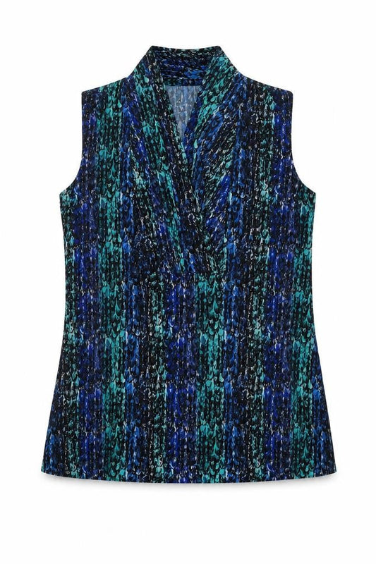 212 Collection Womens Multicoloured Geometric Polyester Basic Tank Size XS V-Neck