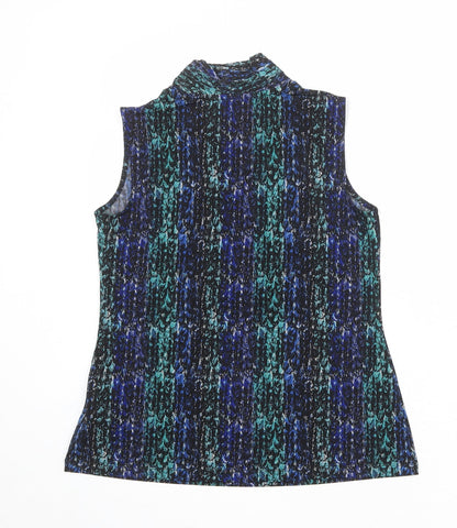 212 Collection Womens Multicoloured Geometric Polyester Basic Tank Size XS V-Neck