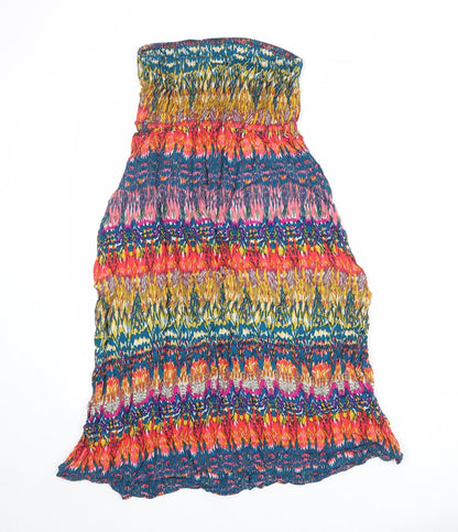 New Look Womens Multicoloured Geometric Viscose A-Line Size 10 Off the Shoulder Pullover