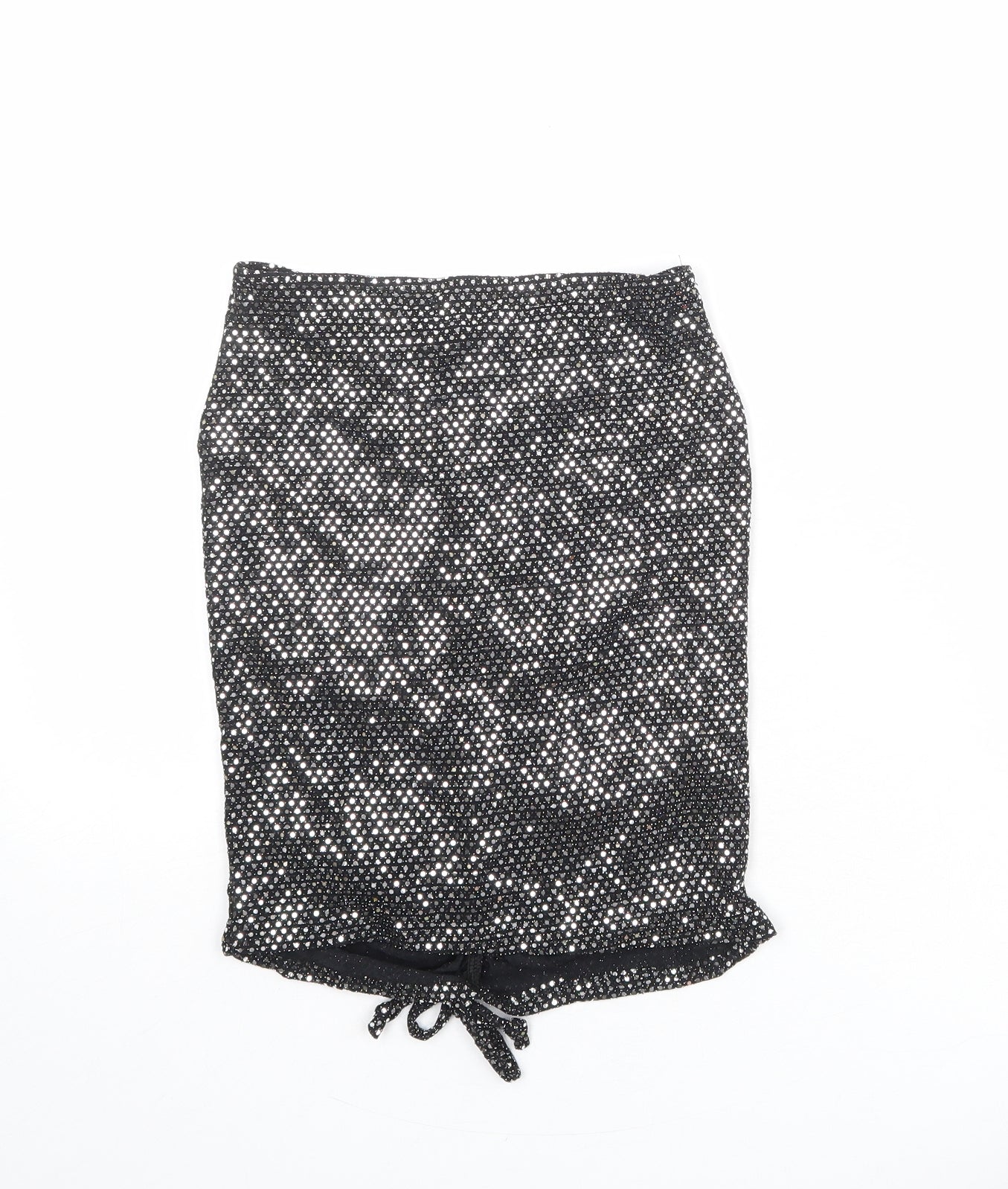 PRETTYLITTLETHING Womens Black Geometric Nylon Bandage Skirt Size 6