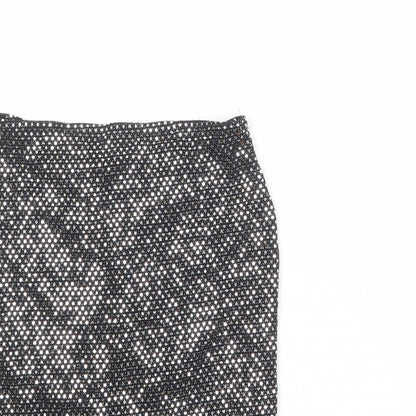 PRETTYLITTLETHING Womens Black Geometric Nylon Bandage Skirt Size 6