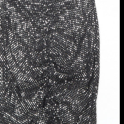 PRETTYLITTLETHING Womens Black Geometric Nylon Bandage Skirt Size 6