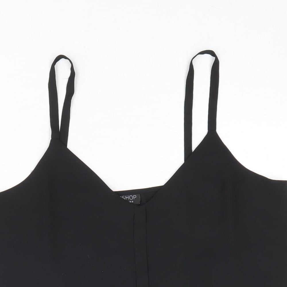 Womens UK Size 8 Topshop Black Cropped Tank