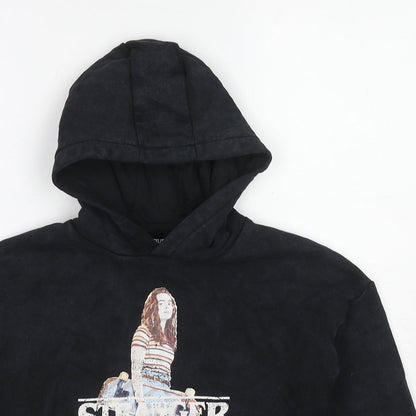 Netflix Girls Black Cotton Pullover Hoodie Size 8-9 Years Pullover - Stranger Things