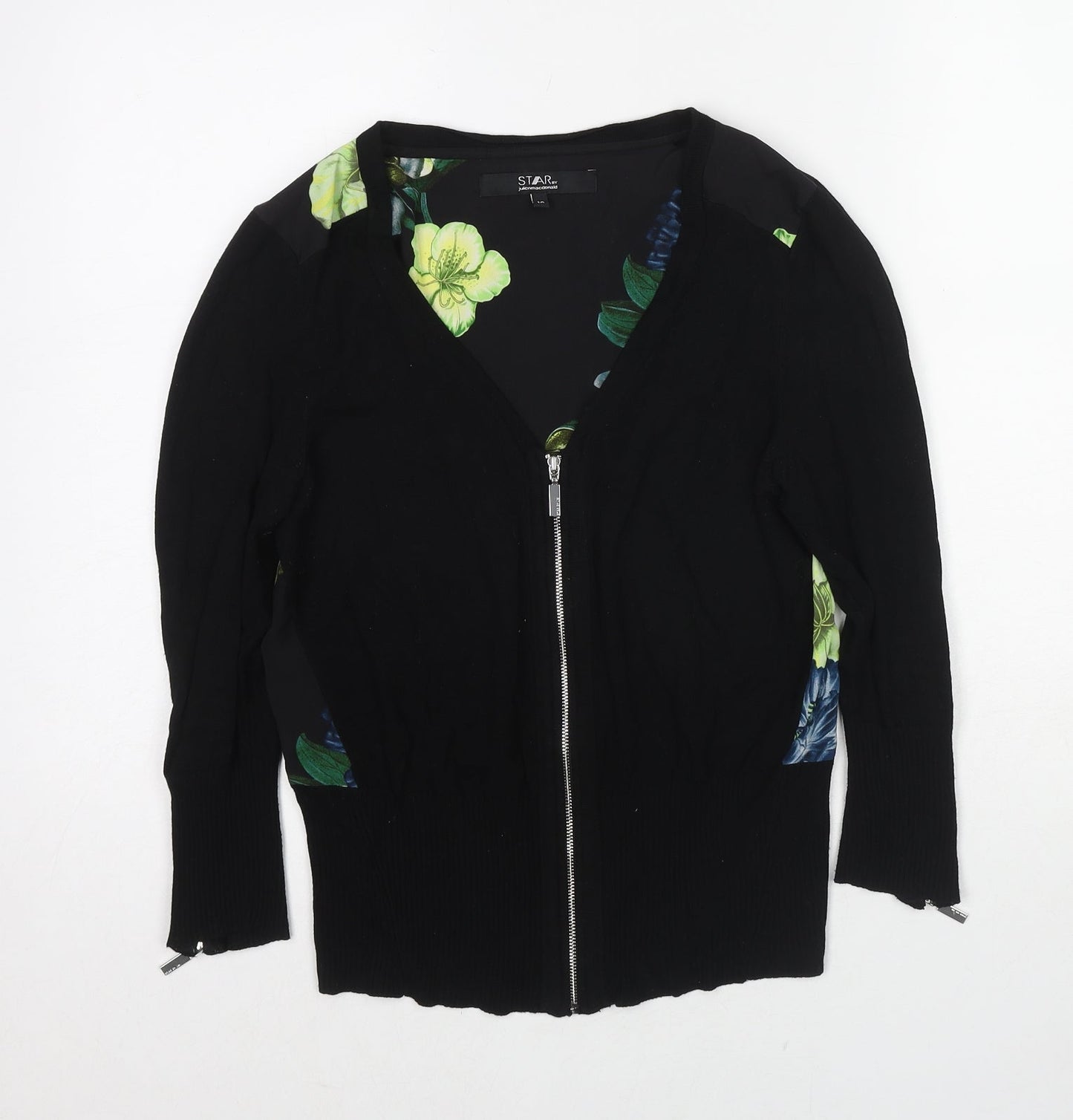Womens UK Size 10 Debenhams Black Full Zip Jumper