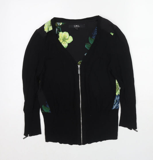 Womens UK Size 10 Debenhams Black Full Zip Jumper