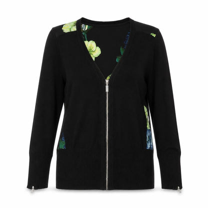 Womens UK Size 10 Debenhams Black Full Zip Jumper