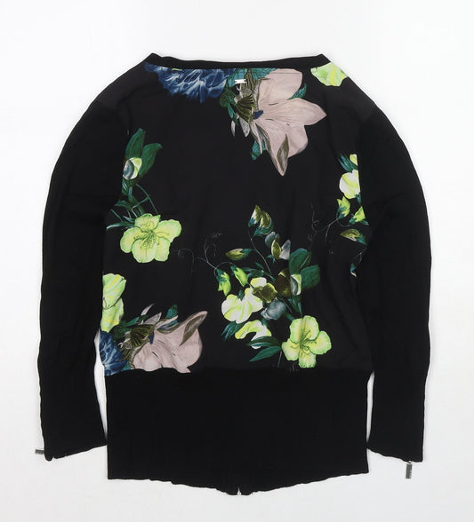 Womens UK Size 10 Debenhams Black Full Zip Jumper