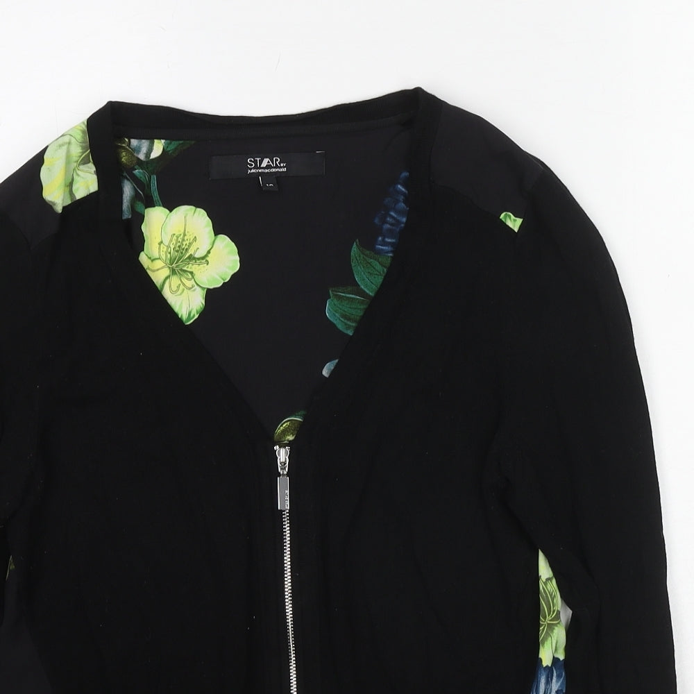 Womens UK Size 10 Debenhams Black Full Zip Jumper