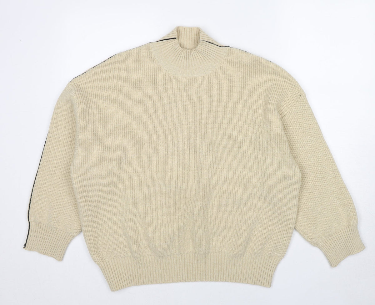 DAZY Womens Beige High Neck Acrylic Pullover Jumper Size L