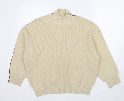 DAZY Womens Beige High Neck Acrylic Pullover Jumper Size L