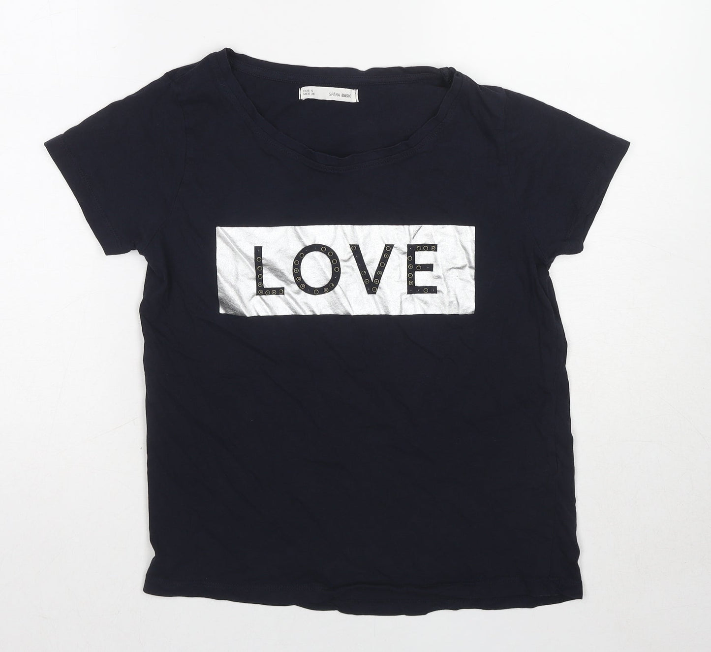 Womens UK Size S Sfera Blue Basic T-Shirt