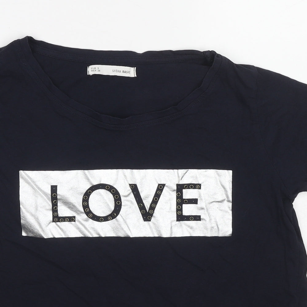 Womens UK Size S Sfera Blue Basic T-Shirt