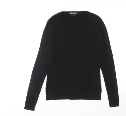 Karen Scott Womens Black Round Neck Acrylic Pullover Jumper Size M