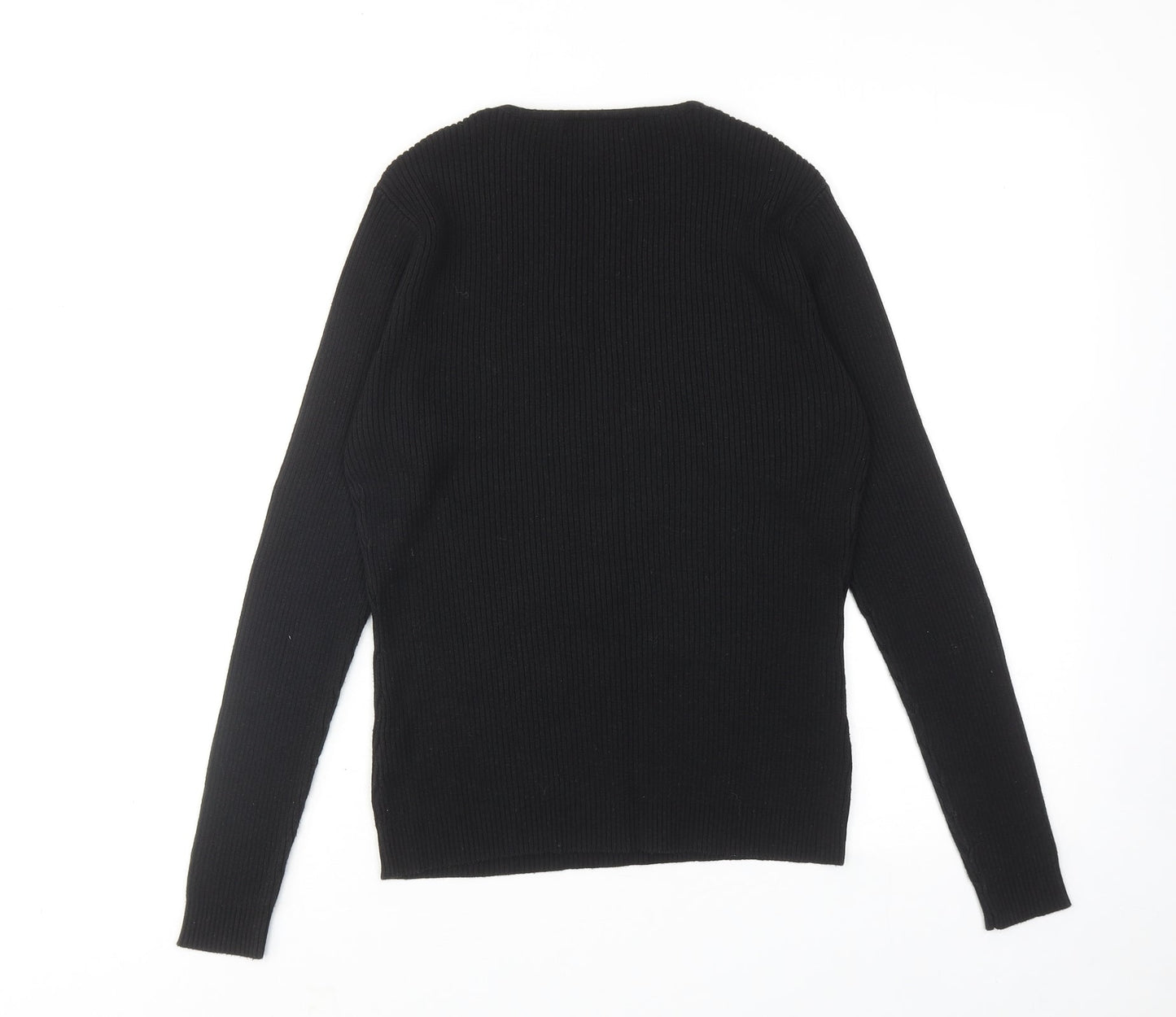 Karen Scott Womens Black Round Neck Acrylic Pullover Jumper Size M