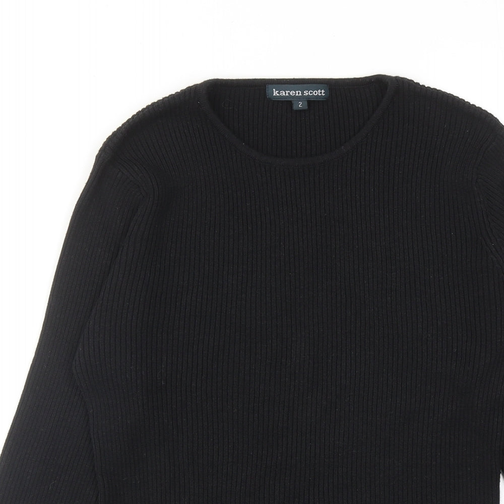 Karen Scott Womens Black Round Neck Acrylic Pullover Jumper Size M