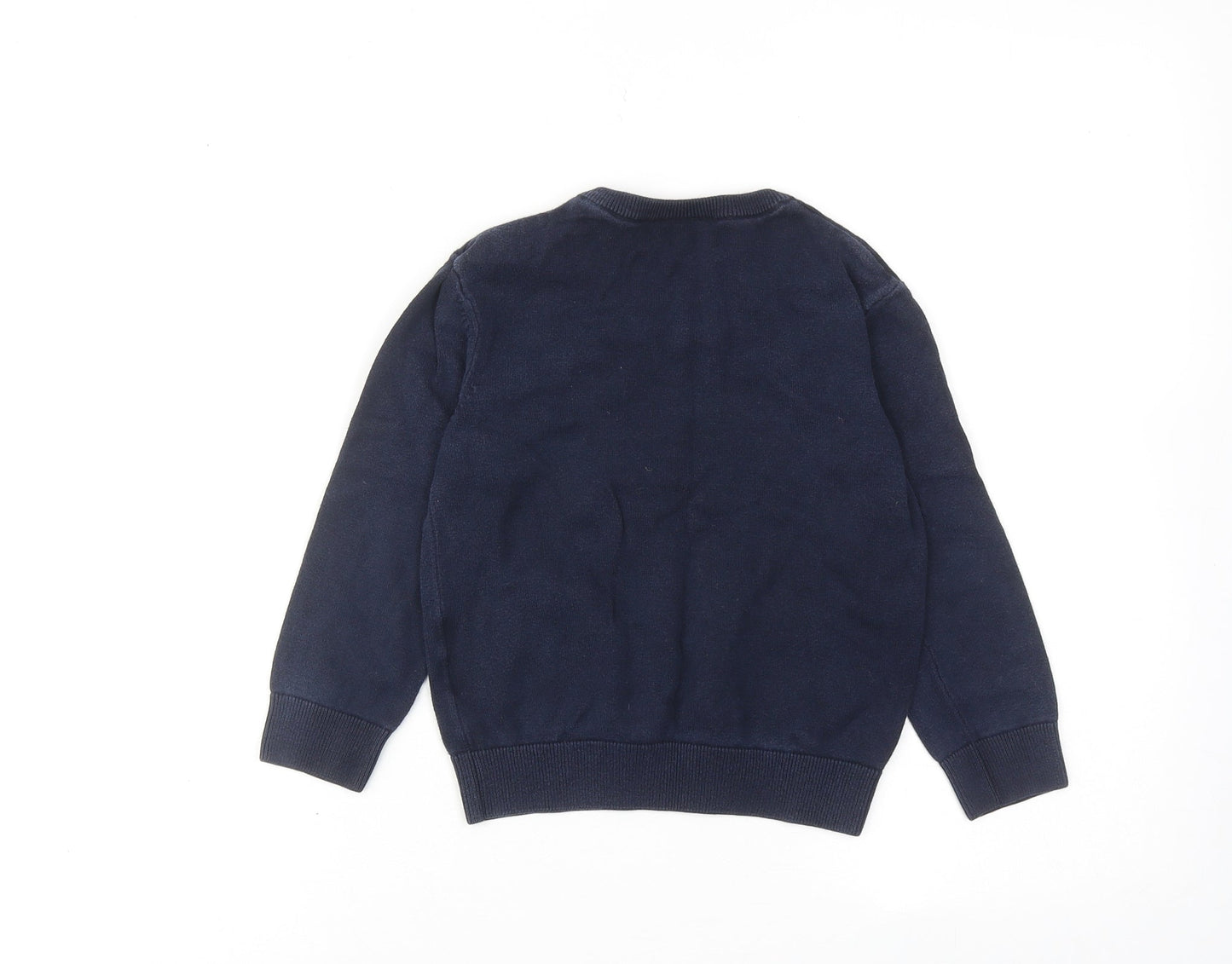 Debenhams Boys Blue V-Neck Cotton Pullover Jumper Size 5-6 Years Pullover