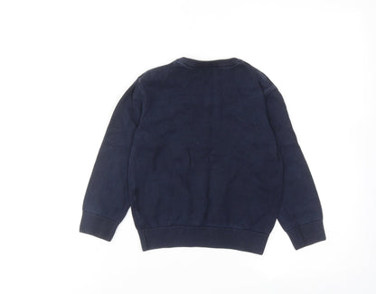 Debenhams Boys Blue V-Neck Cotton Pullover Jumper Size 5-6 Years Pullover