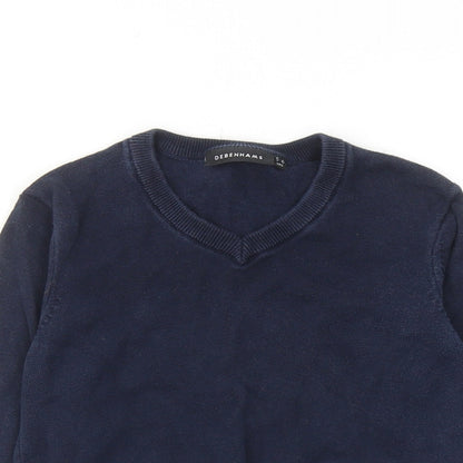 Debenhams Boys Blue V-Neck Cotton Pullover Jumper Size 5-6 Years Pullover