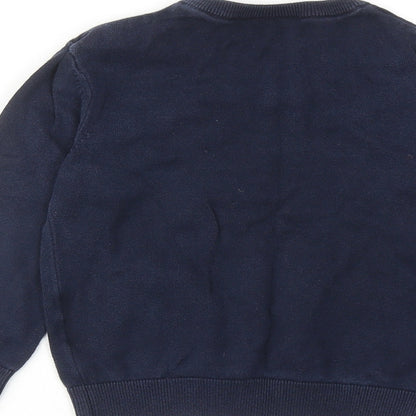 Debenhams Boys Blue V-Neck Cotton Pullover Jumper Size 5-6 Years Pullover