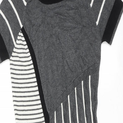 Warehouse Womens Grey Geometric Viscose Shift Size 6 Round Neck Pullover