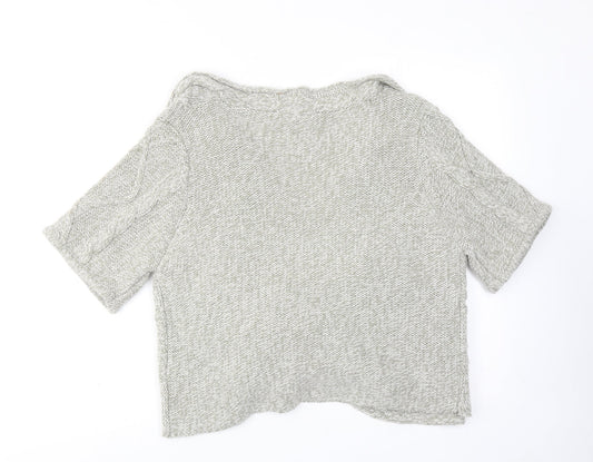 BHS Womens Grey V-Neck Acrylic Cardigan Jumper Size 12