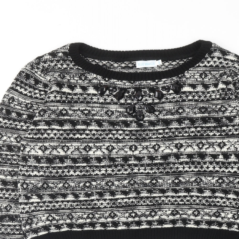 Womens UK Size M BLUE VANILLA Black Pullover Jumper