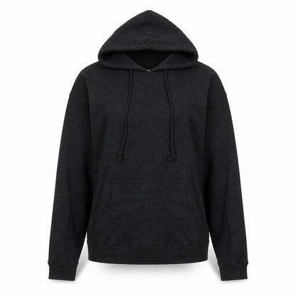 Front view of Missguided women’s black cotton pullover hoodie, size UK 10, pullover